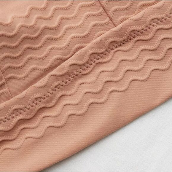 Aerie Jacquard Longline V Scoop Bikini Top Size M Minimalist Nude Tan Natural - Picture 6 of 10